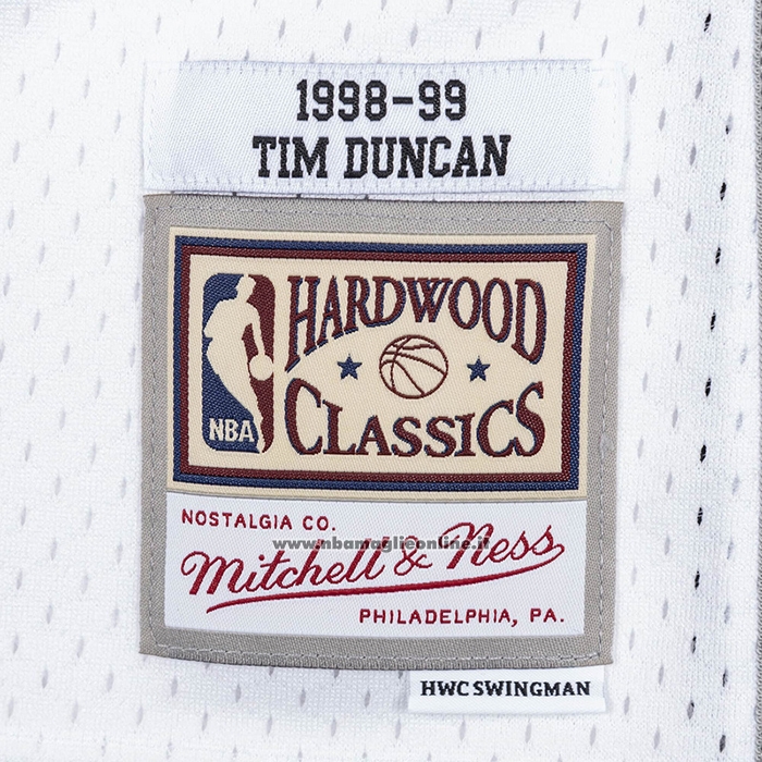 Maglia San Antonio Spurs Tim Duncan #21 Mitchell & Ness 1998-99 Bianco